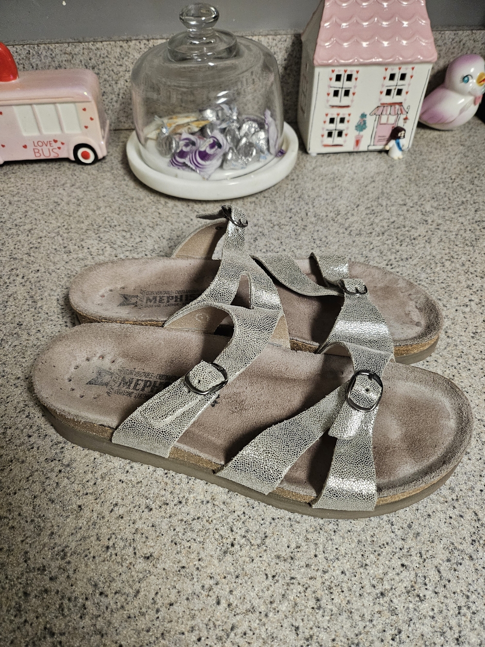 Mephisto Silver Strappy Comfort Sandals